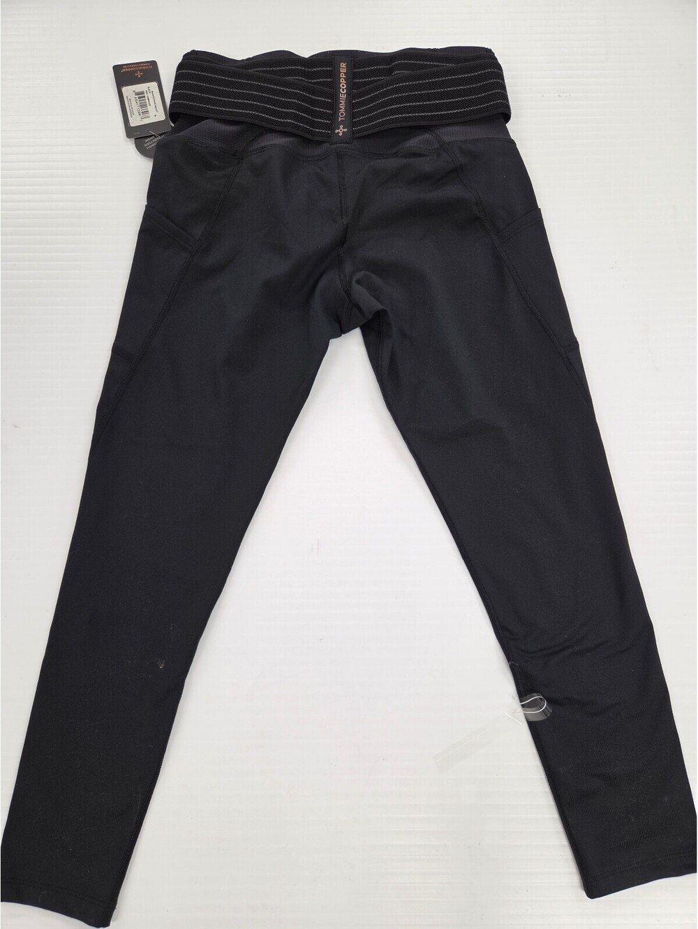 Tommie Copper Black Compression Leggings with Adjustable Waist Support, Size M